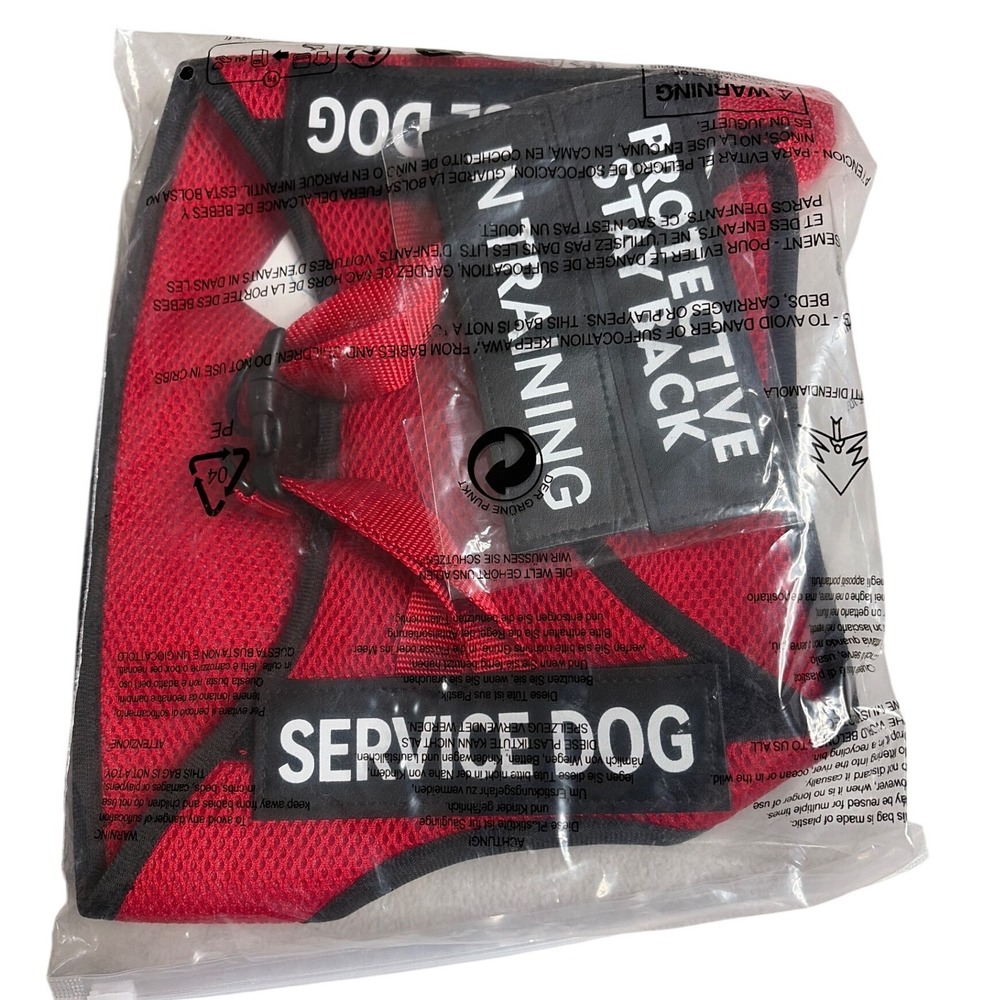 Fayogoo Service Dog Vest Harness XL Red Working Dog Mesh Reflective Set